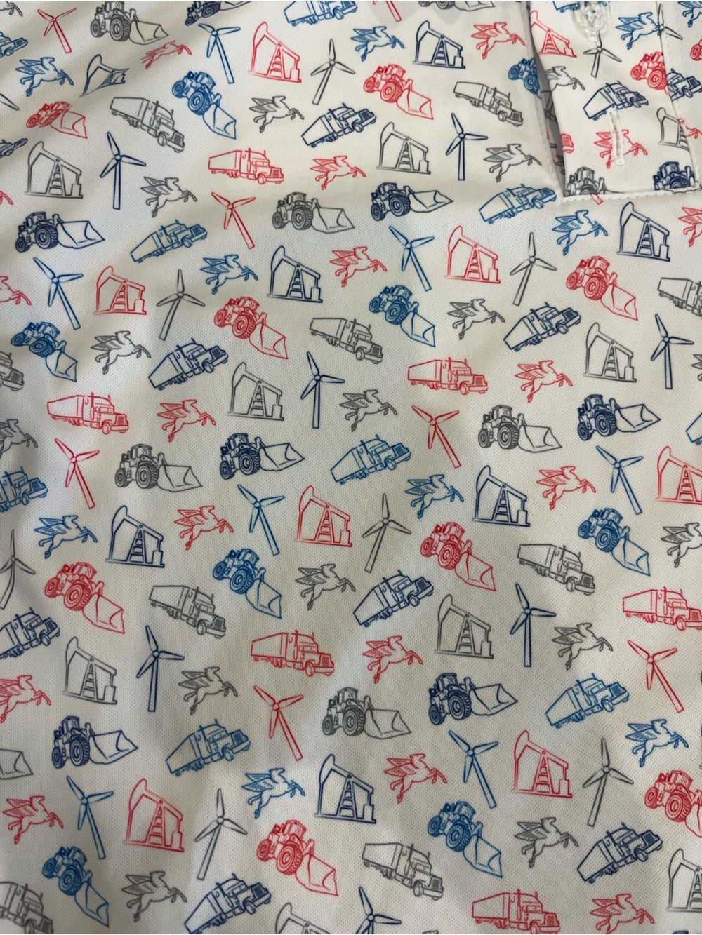 Mobil Oil Pegasus Trucks Theme Polo Shirt Golf Medium Made In Florida NWOT RARE - Picture 3 of 6